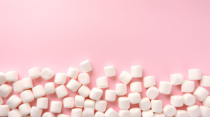 White marshmallows, flat lay top view