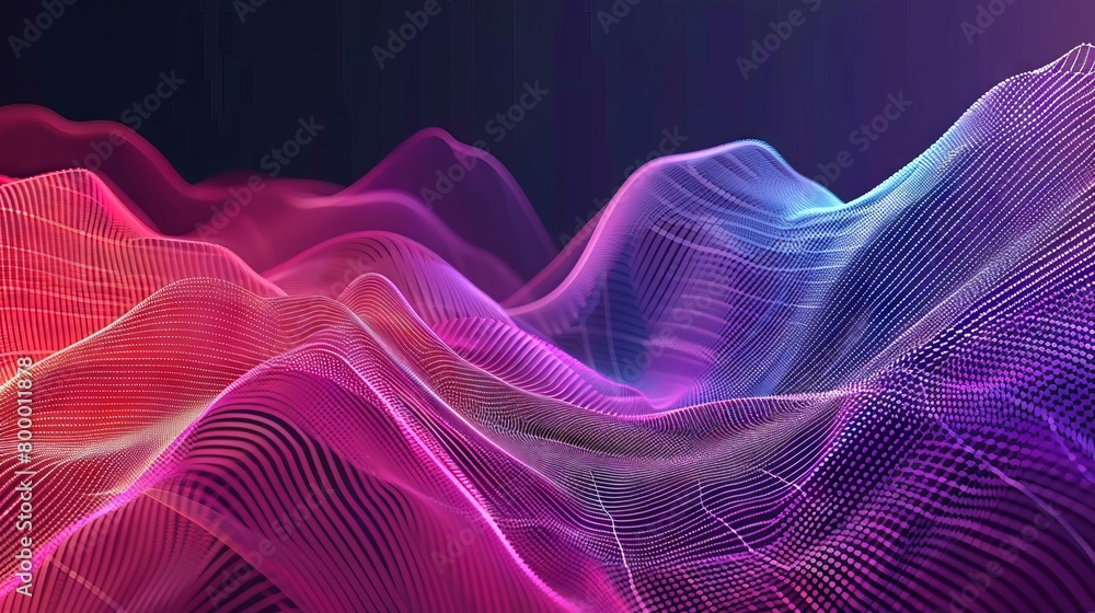 Poster abstract wireframe background with modern science and technology art elements - trendy surface illus