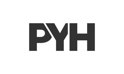 PYH logo design template with strong and modern bold text. Initial based vector logotype featuring simple and minimal typography. Trendy company identity.