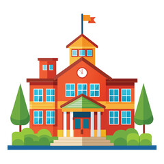 colorful illustration of school building