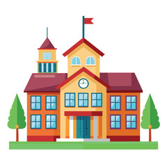 colorful illustration of school building