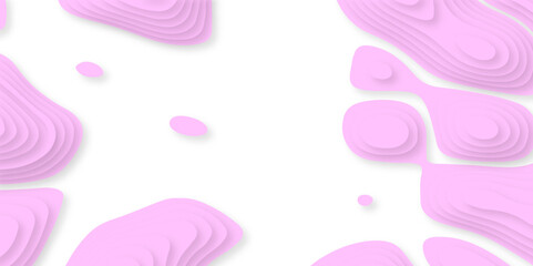 Pink Abstract Wavy Paper Cut Background with Shadows, Vector. Modern Design