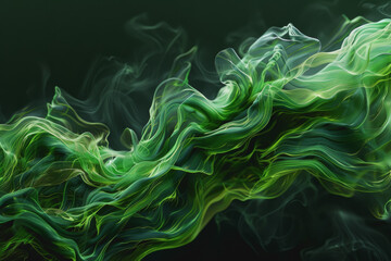 Lively green hues on a black s, abstract vibrancy, colorful motion,