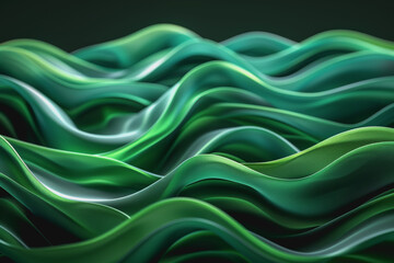 Obraz premium Lively green hues on a black s, abstract vibrancy, colorful motion,