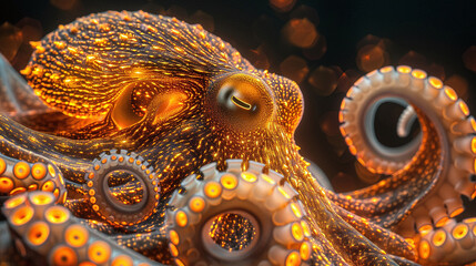 An octopus made of glowing embers
