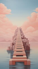 Bridging gaps, depicted with a wooden bridge against a serene pastel background.