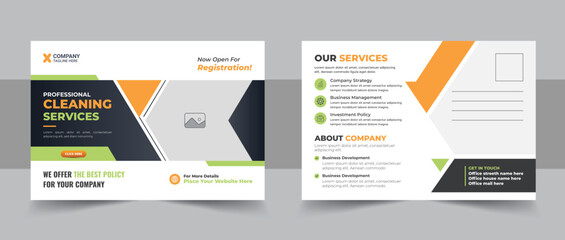 Cleaning service agency postcard template design or Professional cleaning services eddm postcard template design layout