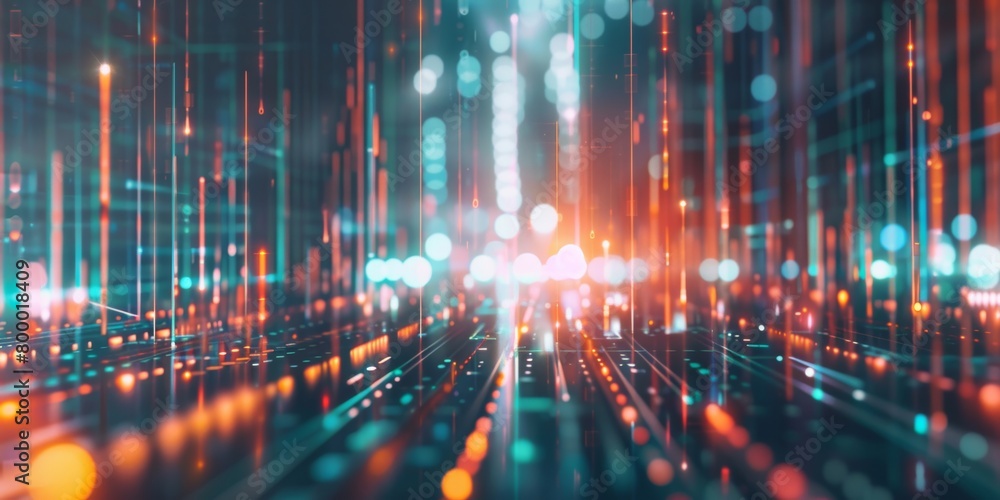 Poster abstract technology background with glowing lines and light effects representing a futuristic citysc