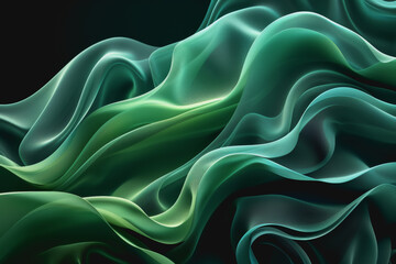 Obraz premium Lively green hues on a black s, abstract vibrancy, colorful motion,