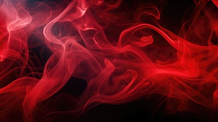 Fluffy puffs of red smoke and fog on black background, fire design and darkness concept