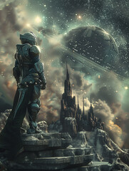 Fototapeta premium science fiction figure scene - illustration - generative ai