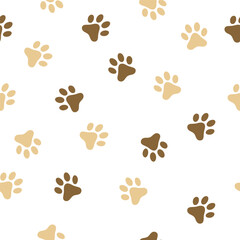 Dog, cat paw seamless pattern vector illustration. Animal, pet, wallpaper, white background © KF