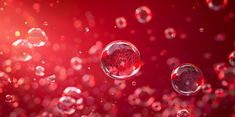 Whimsical Red Bubble Background with Air Soap Magic, Captivating Fantasy