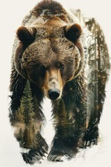 Bear with Trees in Double Exposure