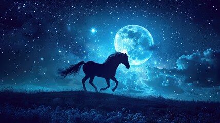 Horse Running at Night