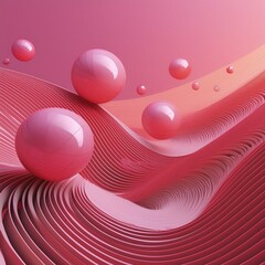 Dynamic pink background with balls moving on rounded tracks