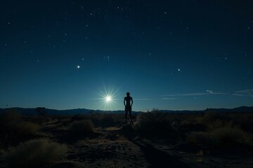 Area 51 at night, With Mysterious Lights And Shadows Casting Eerie Silhouettes Against The Desert Landscape, Generative AI