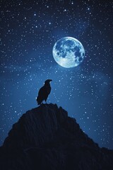 Eagle Silhouette with Starry Night Backdrop