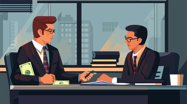 Businessman taking bribe at workplace Vectot style vector