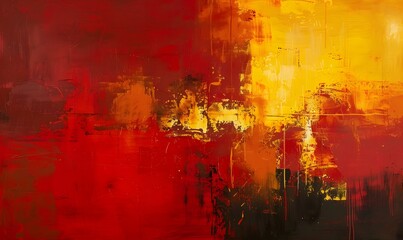 Acient painting of red and yellow colors, Generative AI 