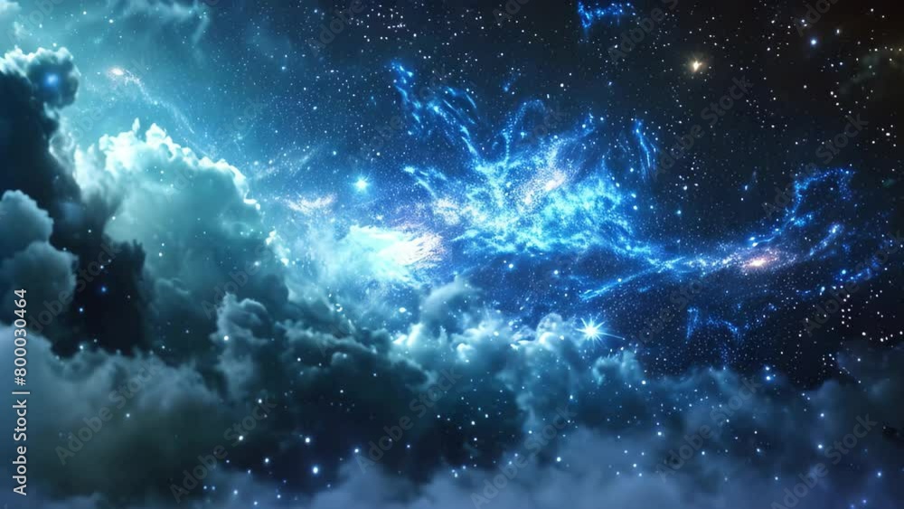 Poster this photo captures a stunning night sky filled with twinkling stars and wispy clouds, creating a ma