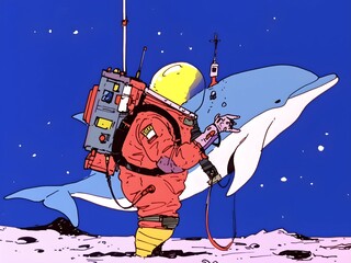 Dolphin Encounter on the Lunar Surface
