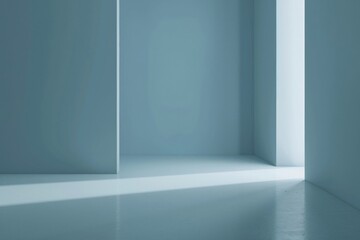 Fototapeta premium Minimalistic Blue Corner with Illuminated Lines 