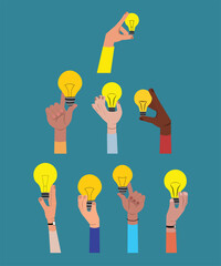 8 Light Bulb Icons From Different Race Showing Idea