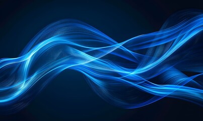 Elegant blue abstract wave on dark background,Generative AI 