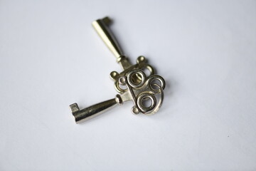 Vintage Skeleton Key on a White Background Close-Up