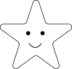 Smiling Star: Vector Illustration with  Black Outline