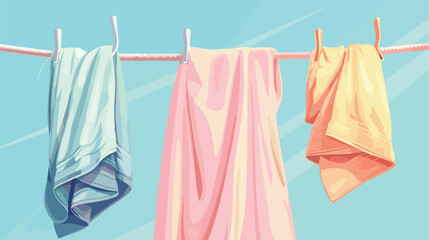 Clean towels hanging on dryer closeup Vectot style vector