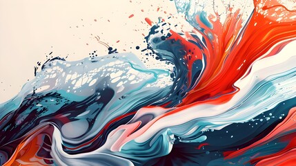 Colorful abstract waves on plain background with spashes