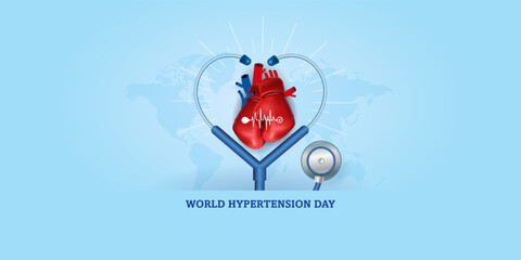 World Hypertension Day. Heart attack Awareness background. Vector illustration