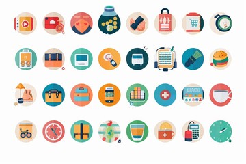 Back to school themed icon set