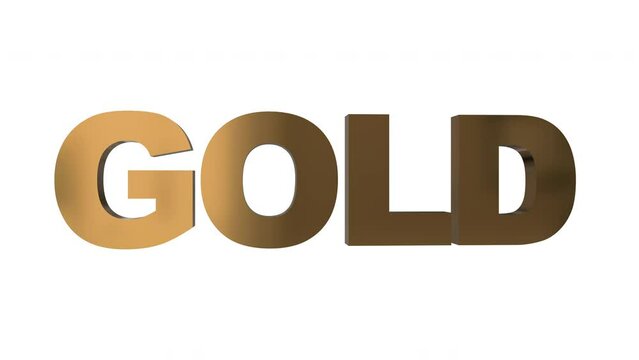 The Word Gold text 3d animation seamless loop. 4K