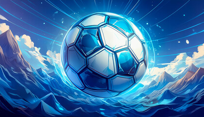 Illustration of a soccer ball on blue background