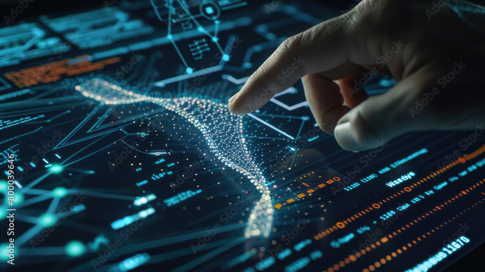 Poster a person using their finger to interact with a digital screen