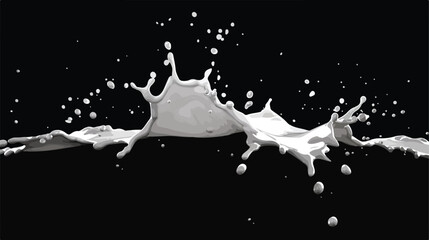 Splash of milk on black background Vectot style vector