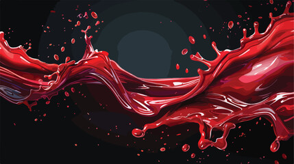 Splash of red liquid on black background Vectot style