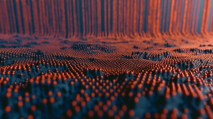 Digital Abstract Landscape with Dynamic Particles