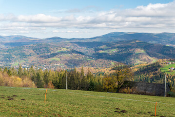 Beskid Slaski with Skrzyczne hill from Cieslar hill on polish - czech borders