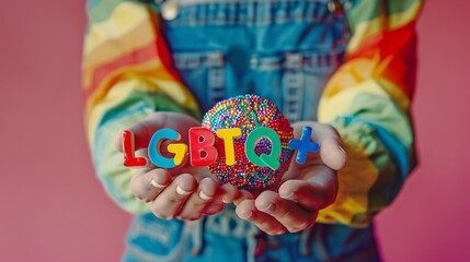 LGBTQ+ text in hand