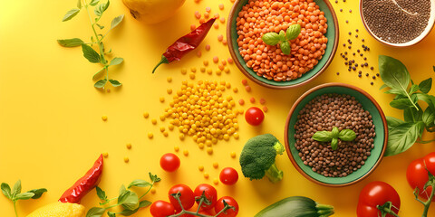 healthy eating concept Dried legumes assorted as lentils, chickpeas, soybeans and beans.