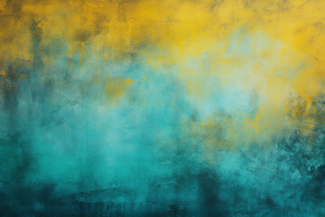 Fototapeta na wymiar Painted wall texture background teal and yellow color