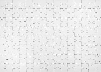 Blank white jigsaw puzzle pattern as mockup background