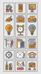 Office supplies icon set