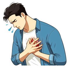 Vector illustration of a person experiencing a heart attack on a white background.