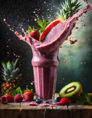 cocktail with strawberry and lime