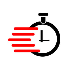 Stopwatch timer icon vector with blank background. Stopwatch with speed sign.